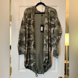 Hooded Camo Cardigan with drawstring bottom